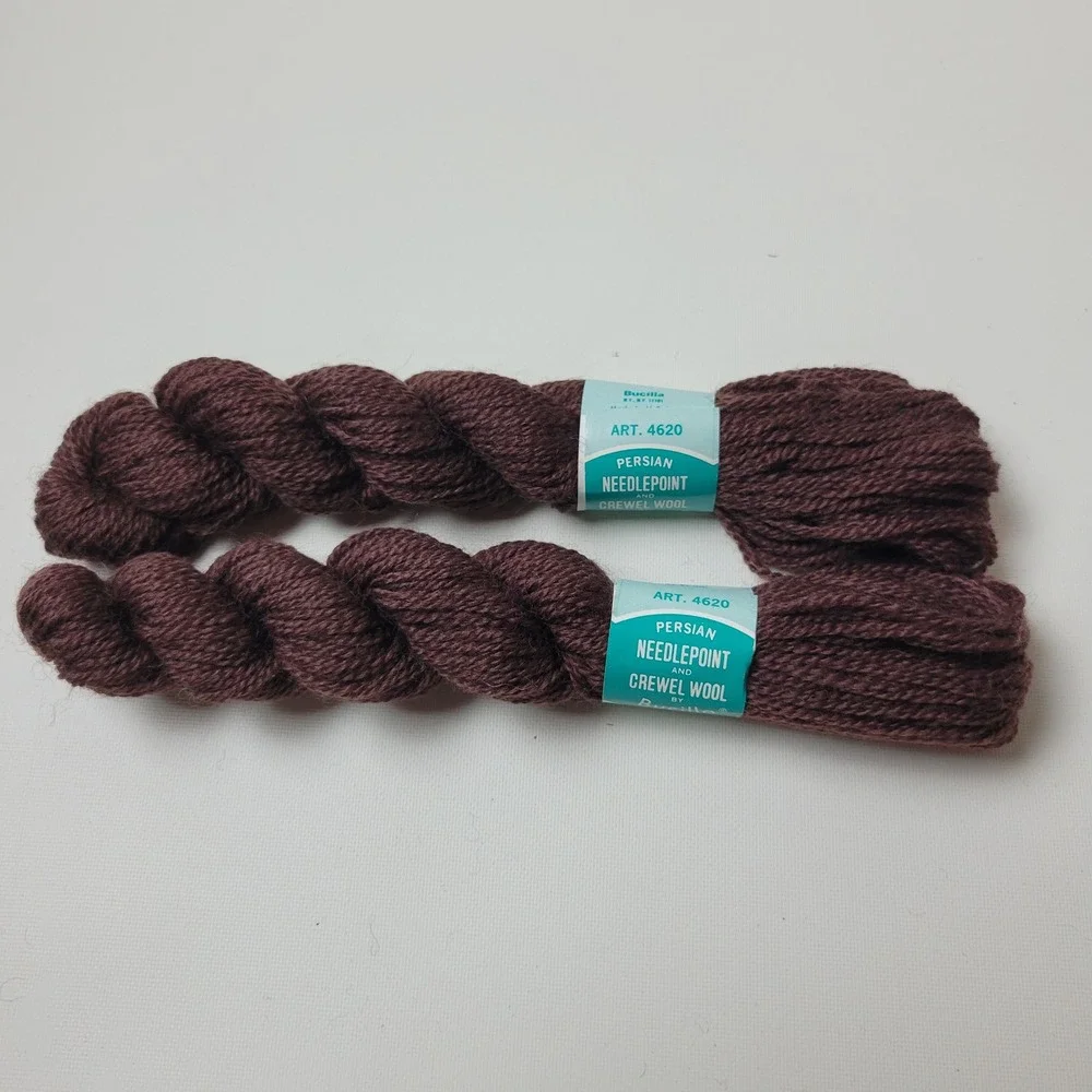 Bucilla Art 4620 Persian Needlepoint Crewel Wool Yarn Color 19 Brown 2 Skeins